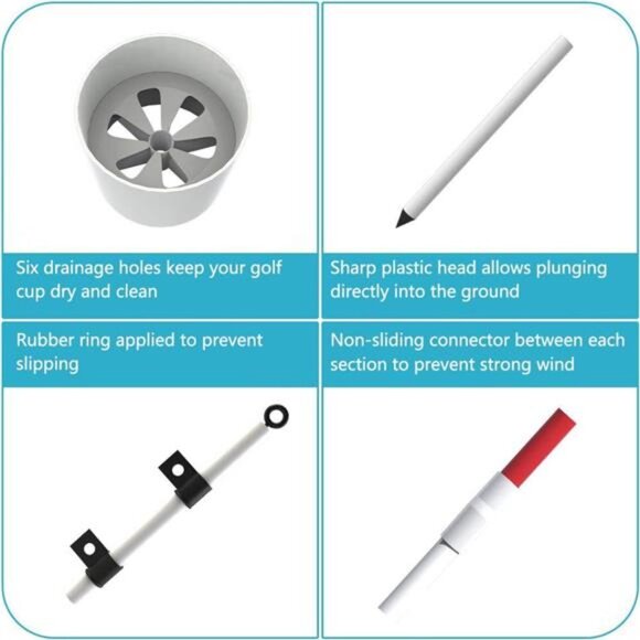 Golf Flagstick 6ft Golf Flag and Cup for Yard Pro Detachable Golf Hole Cup& Flag - Picture 3 of 7